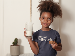 Actual Miracle - Cream on Navy Youth Short Sleeve T-Shirt